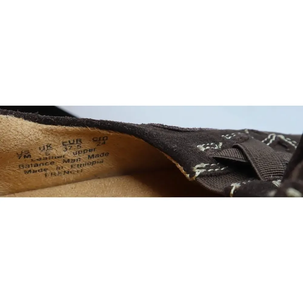 Naturalizer French Suede Brown Leather Slip on Comfort Flat Driving Loafer 7